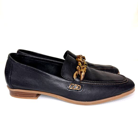 CLARKS Sarafyna Iris Loafer Women's 8 Black Leather Tortoiseshell Preppy Classic - Picture 3 of 8